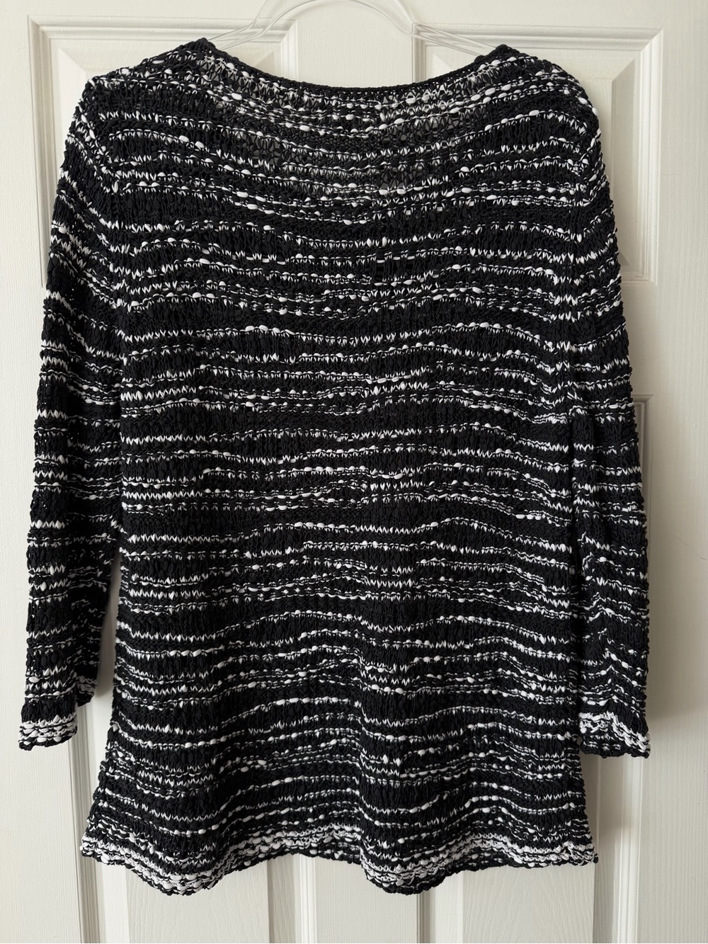Eileen Fisher L Black White Cotton Knit Top Italian Yarn - Picture 5 of 6